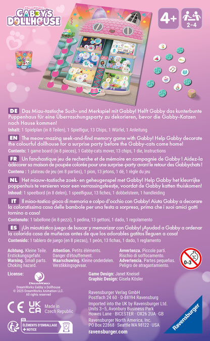 Ravensburger -  Gabby's Dollhouse - Helping Gabby Bring-Along Game