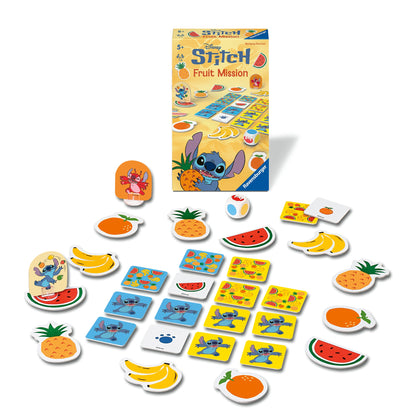 Ravensburger Disney Stitch Bring Along Game featuring Stitch in a cooperative memory game for children aged 5 years and over