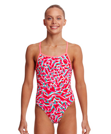 Funkita - Girls Single Strap One Piece - Red Ribbons