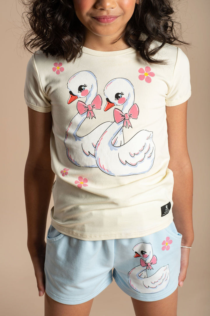 Rock Your Baby - Ribbon Swan Shorts (size 8-12)