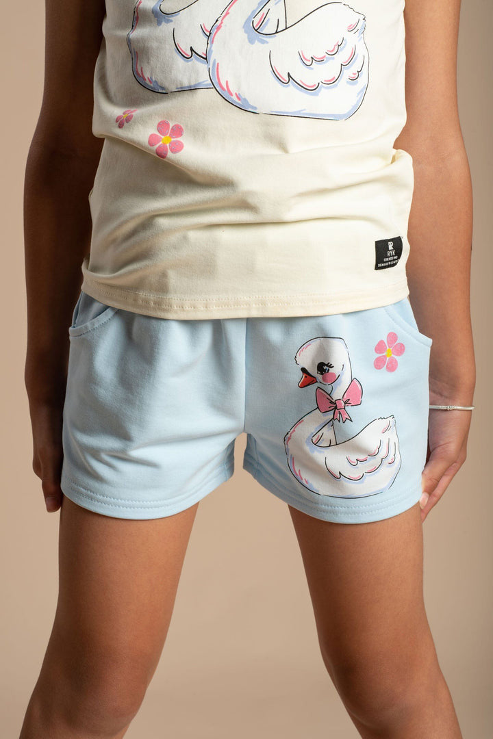 Rock Your Baby - Ribbon Swan Shorts (size 8-12)