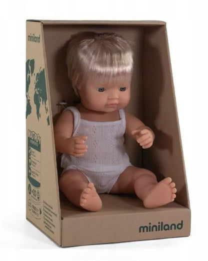 Miniland Doll 38cm - Caucasian Boy Baby Doll