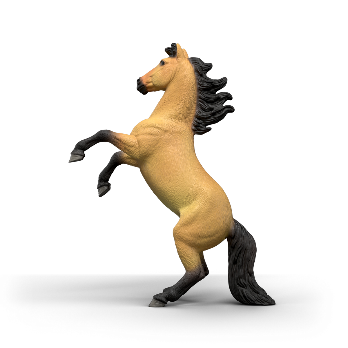 Schleich Mustang Stallion 14921 hand-painted HORSE CLUB horse figurine in a rearing pose with buckskin coat and black mane