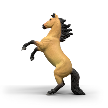 Schleich Mustang Stallion 14921 hand-painted HORSE CLUB horse figurine in a rearing pose with buckskin coat and black mane