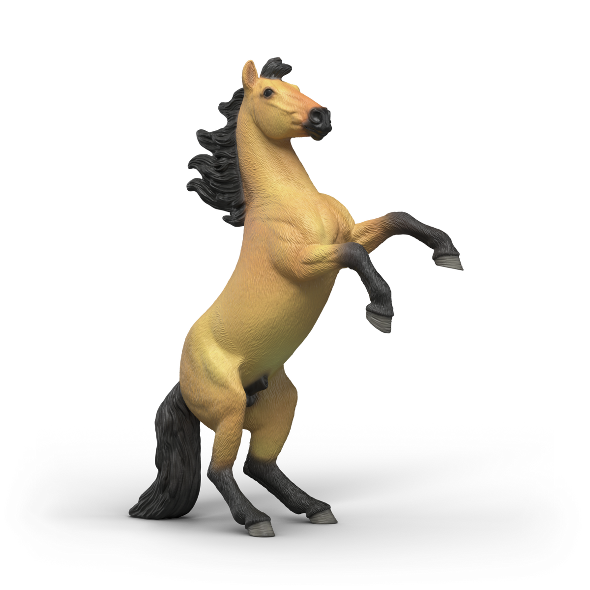 Schleich Mustang Stallion 14921 hand-painted HORSE CLUB horse figurine in a rearing pose with buckskin coat and black mane