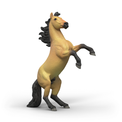 Schleich Mustang Stallion 14921 hand-painted HORSE CLUB horse figurine in a rearing pose with buckskin coat and black mane