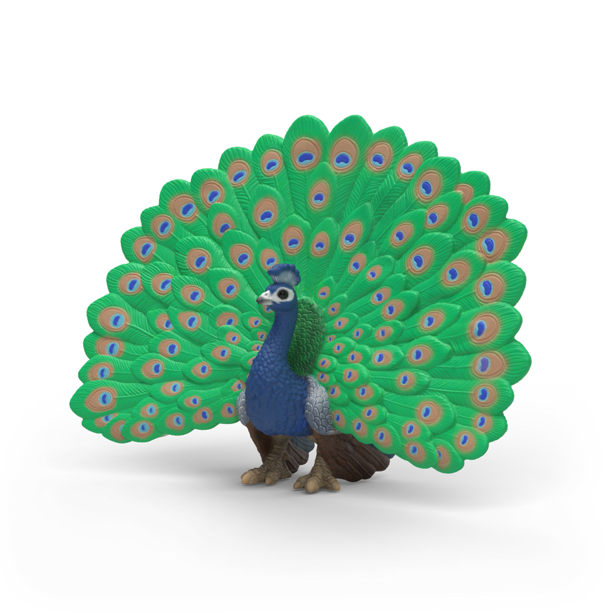Schleich Peacock 14926 hand-painted FARM WORLD peacock figurine with colourful tail feathers