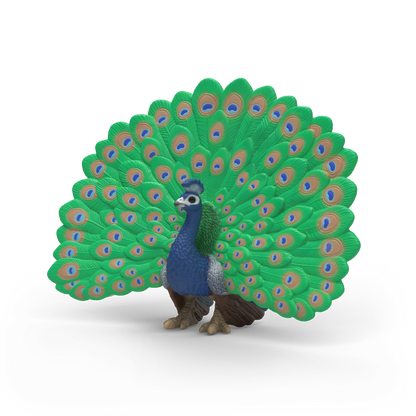 Schleich Peacock 14926 hand-painted FARM WORLD peacock figurine with colourful tail feathers