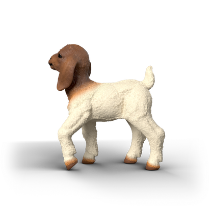 Schleich Boer Goat Kid 14930 hand-painted FARM WORLD goat figurine with realistic white coat and brown head