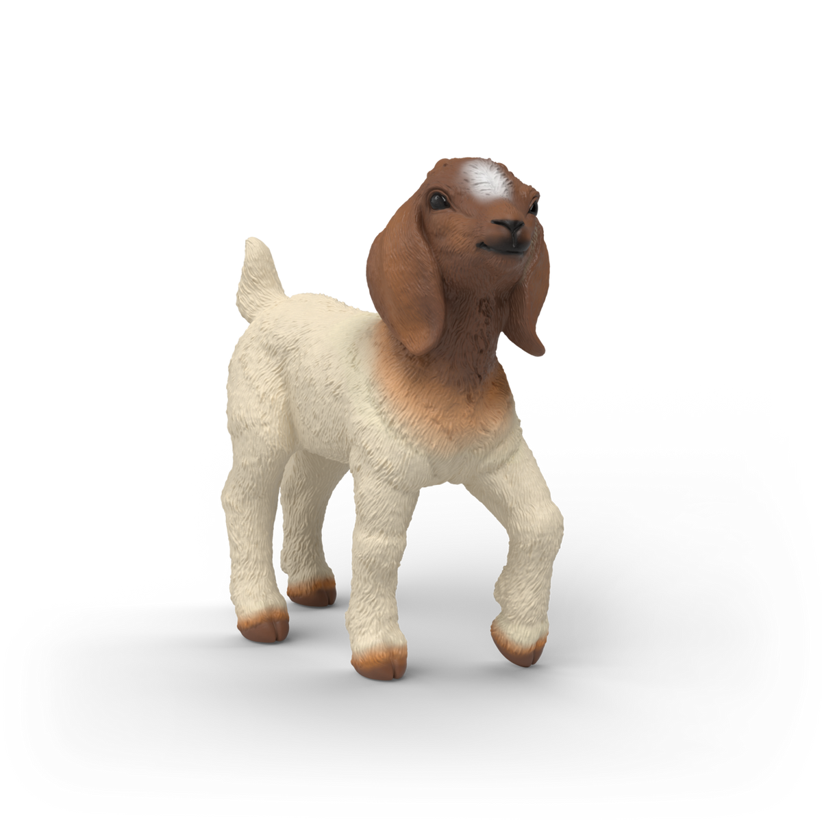 Schleich Boer Goat Kid 14930 hand-painted FARM WORLD goat figurine with realistic white coat and brown head