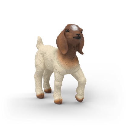 Schleich Boer Goat Kid 14930 hand-painted FARM WORLD goat figurine with realistic white coat and brown head