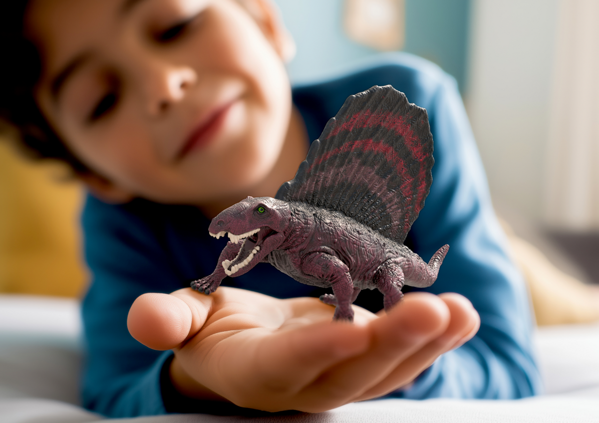 Schleich Dimetrodon 15052 hand-painted prehistoric animal figurine with movable jaw and large red sail