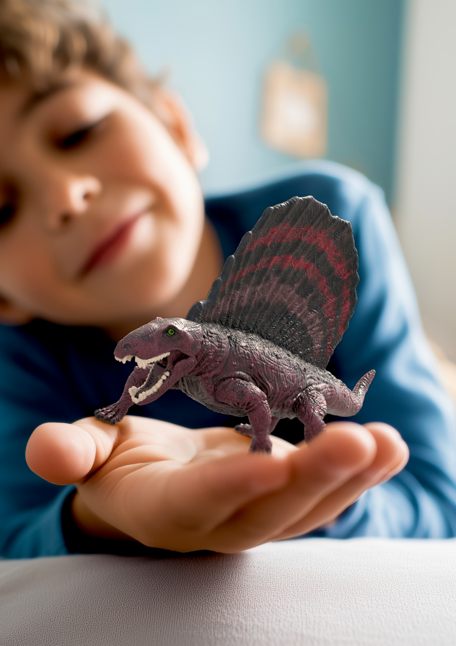 Schleich Dimetrodon 15052 hand-painted prehistoric animal figurine with movable jaw and large red sail