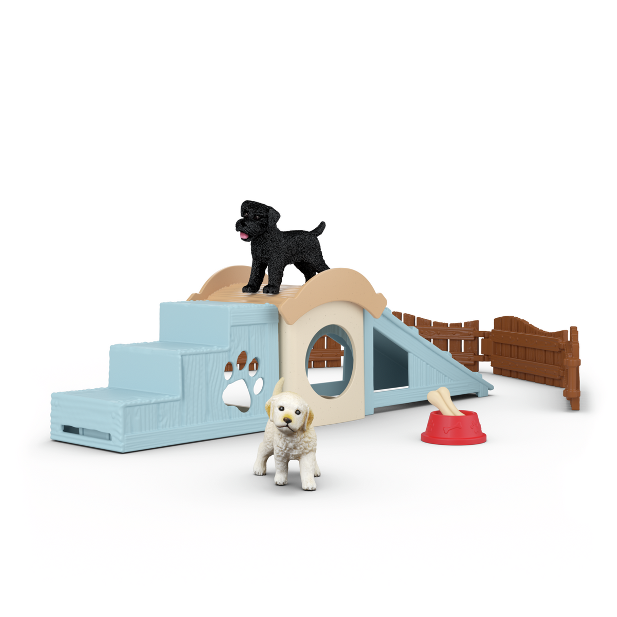 Schleich Adventure Fun for Little Puppies 42763 FARM WORLD puppy playground playset with two puppies, kennel, ramp and seesaw