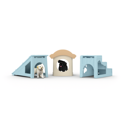 Schleich Adventure Fun for Little Puppies 42763 FARM WORLD puppy playground playset with two puppies, kennel, ramp and seesaw