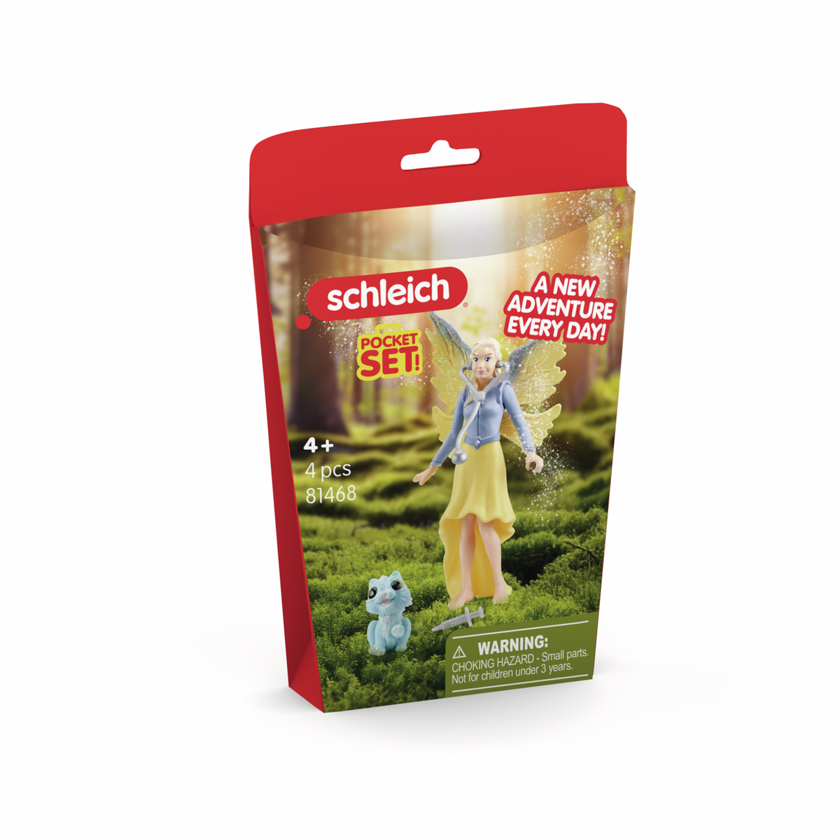 Schleich Magical Animal Care 81468 BAYALA Pocket Set featuring Fairy Sera, winged kitten, stethoscope and syringe
