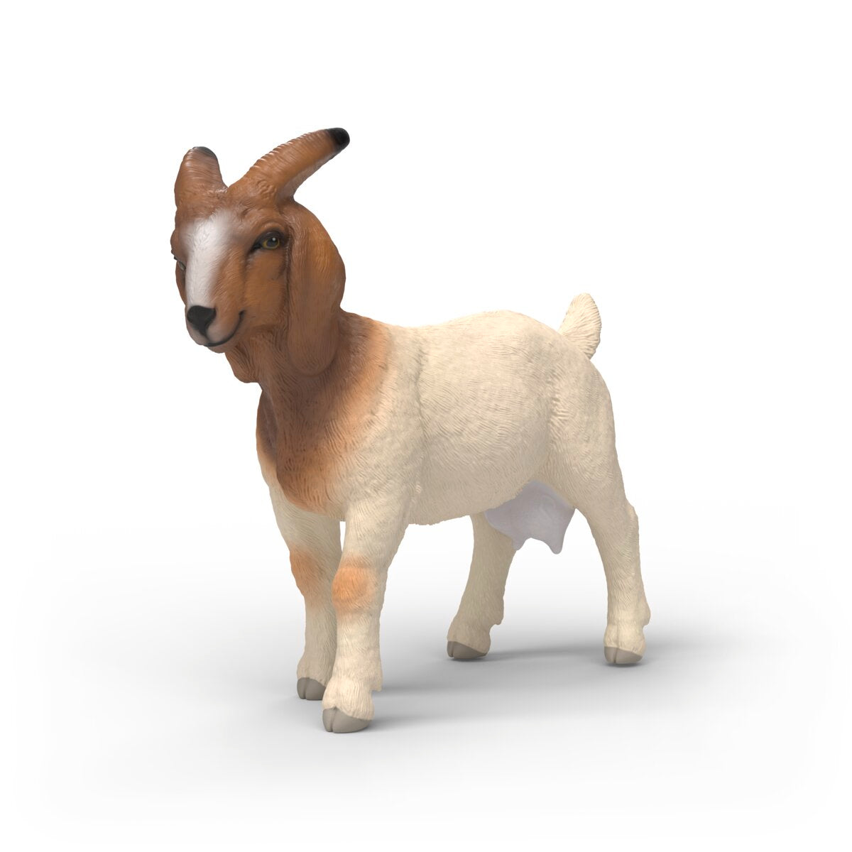 Schleich Boer Goat 14929 hand-painted FARM WORLD goat figurine with white coat, brown head and long drooping ears