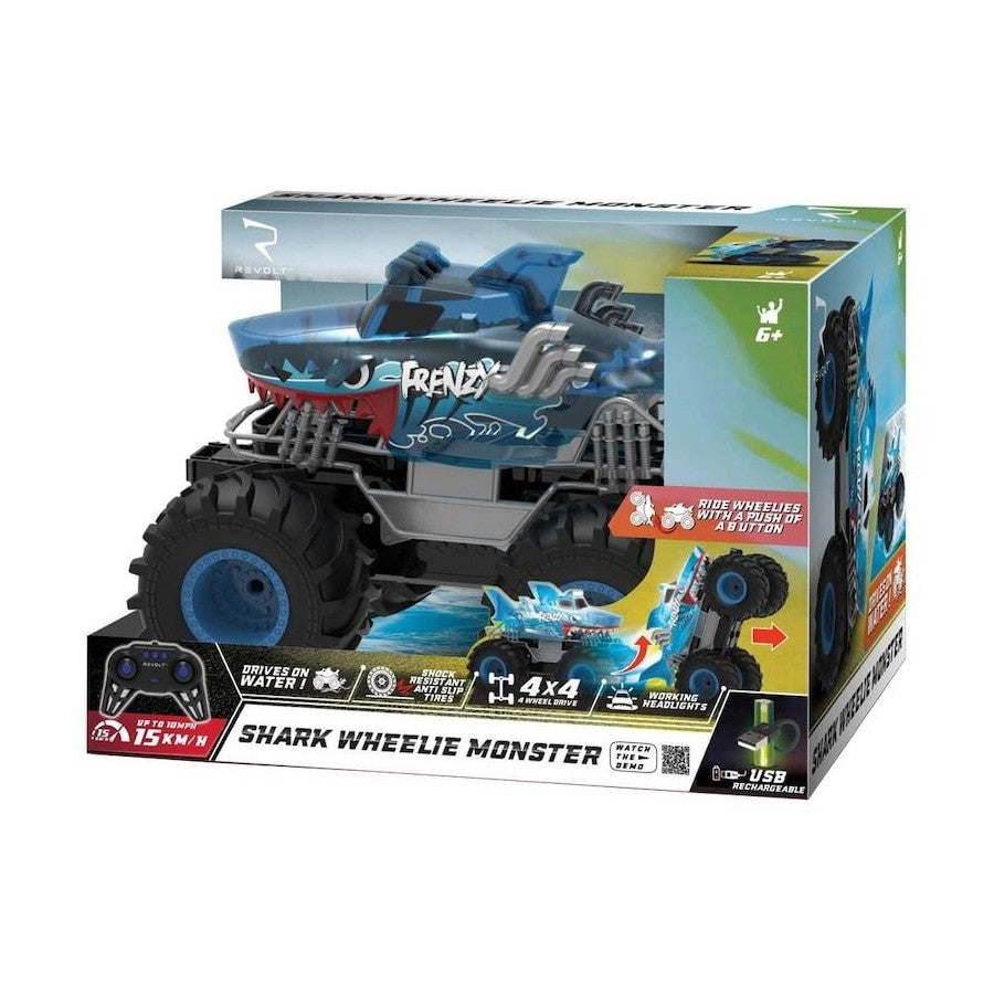 Revolt Radio Control Amphibious Shark Wheelie Monster – RC Monster Truck 8+