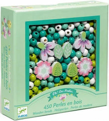 Djeco - Colourful Flowers and Foliage Wooden Beads 450pcs *DAMAGED BOX*