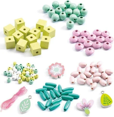 Djeco - Colourful Flowers and Foliage Wooden Beads 450pcs