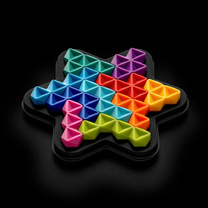 IQ Deluxe Star hard-cover challenge booklet and star board with lid, containing 120 puzzles for adults