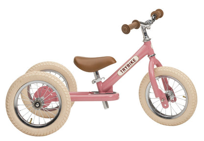 Trybike - Matte Pink Vintage with Cream Tyres and Chrome (3 wheel)