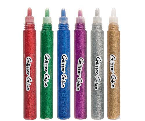 Educational Colours Glitter Glue Pens 6 Pack
