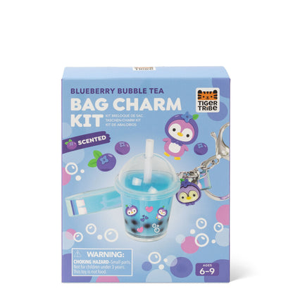 Tiger Tribe Blueberry Bubble Tea scented DIY bag charm craft kit for children aged 6 to 9 years