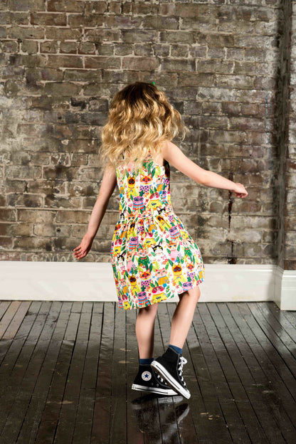 Cool Cats Sleeveless Drop Waist Dress