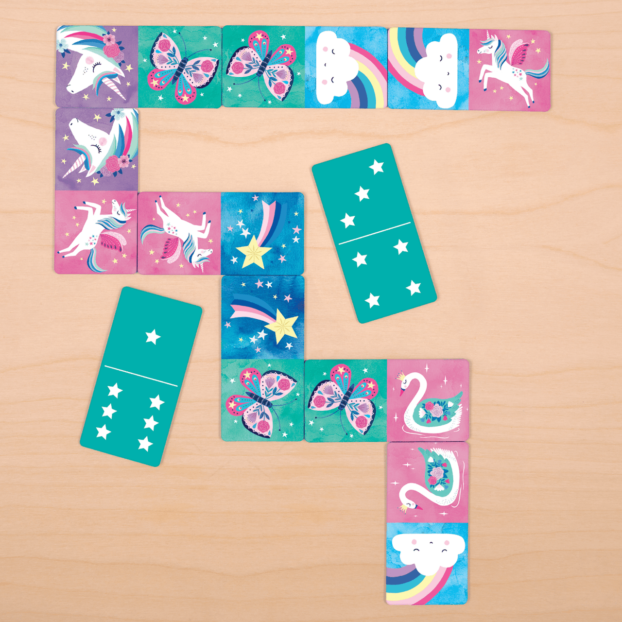 Mudpuppy - Unicorn Dominoes Game