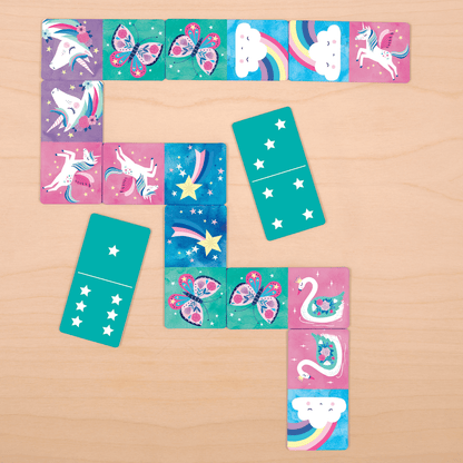 Mudpuppy - Unicorn Dominoes Game