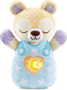 VTech Baby Soothing Bear night light and soft toy with a warm glowing tummy on a white background