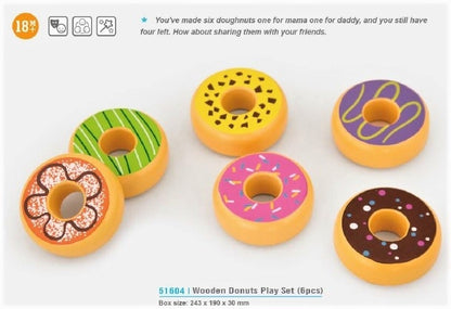 Viga Toys Play Food - Wooden Donuts Play Set 6pc