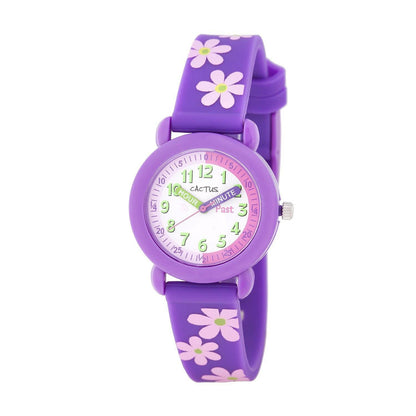 Cactus Time Teacher - Kids Watch - Purple with Flowers