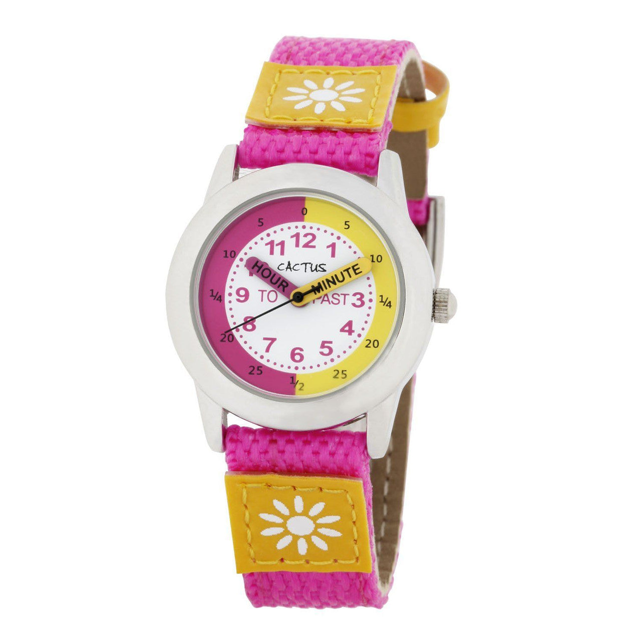 Cactus Time Teacher - Kids Watch - Pink/Yellow with Flowers