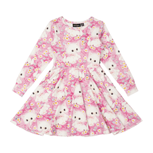 White Kitten Long Sleeve Waisted Dress