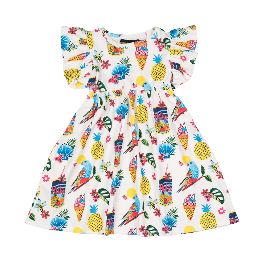 Tropicana Dress with Shoulder Frills