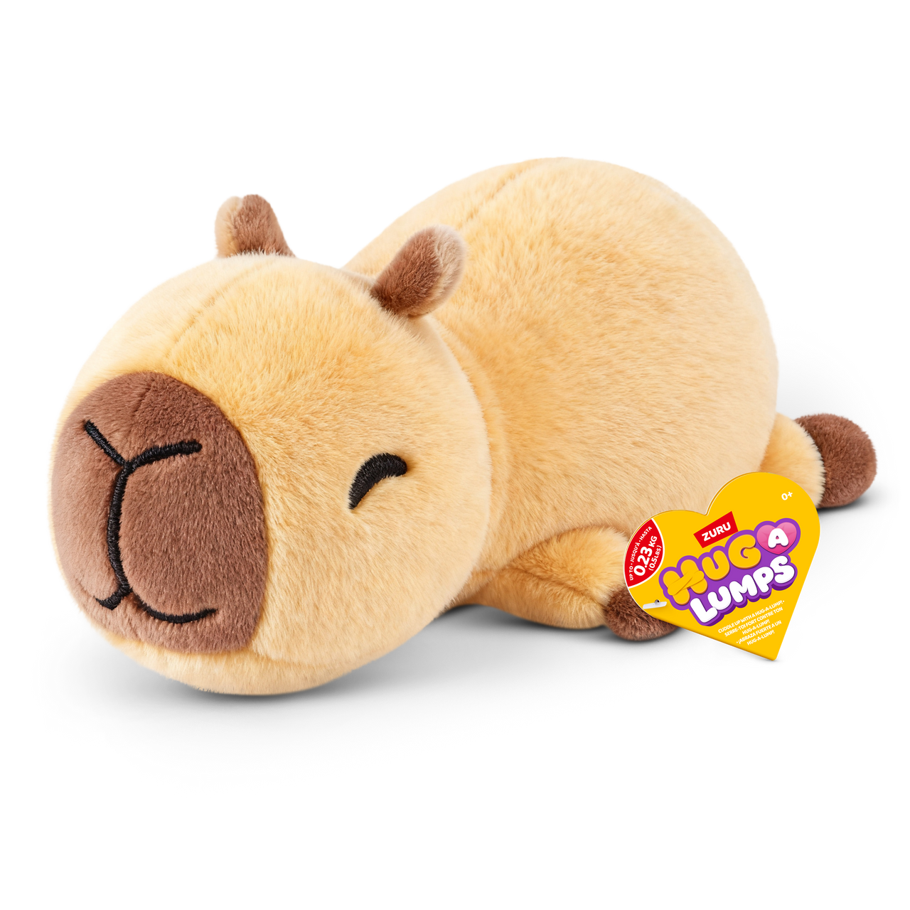 ZURU Hug-a-Lumps Connie the Capybara weighted fluffy plush toy in beige and brown, baby 0.23kg soft sensory plush for babies and kids aged 0+
