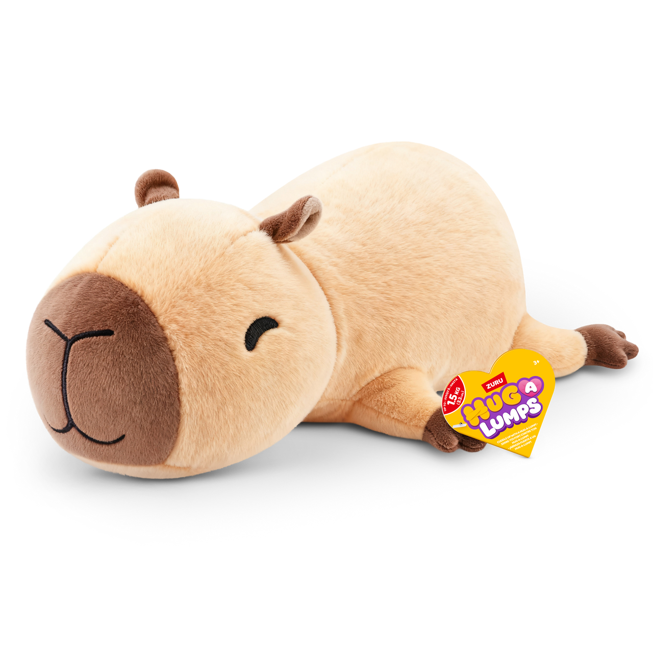 ZURU Hug-a-Lumps Connie the Capybara weighted fluffy plush toy in beige and brown, medium 1.3kg sensory plush for kids aged 3+
